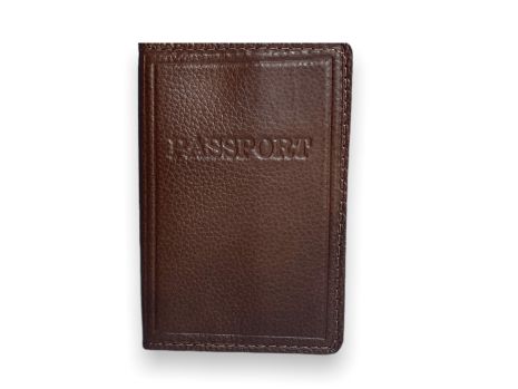 Обложка для паспорта кожаная BagWay с тиснением ручная работа размер: 14*9.5*0.5 см коричневый