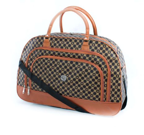 Дорожная сумка-саквояж женская 1 отдел 2 фронтальных кармана съемный ремень размер: 54*33*20 см принт 1
