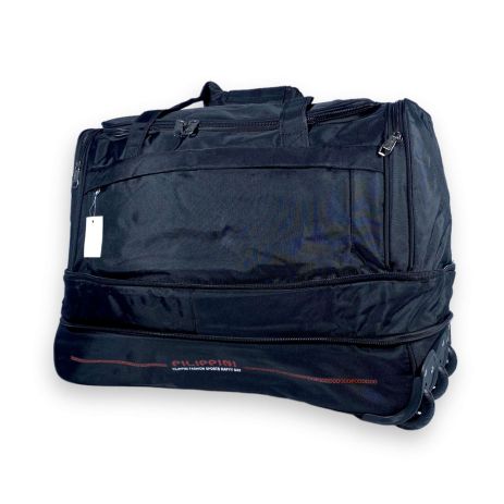 Дорожная сумка на колесах Filippini с расширением, 1 отдел, боковые карманы, размер: 55*38(45)*35 см, черная