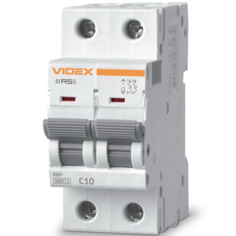 Автоматичний вимикач RS6 2п 10А З 6кА VIDEX RESIST (VF-RS6-AV2C10)