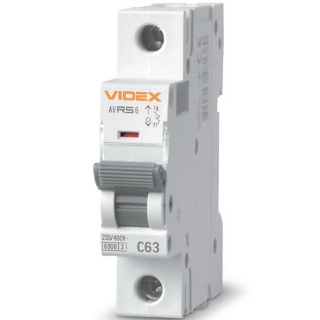 Автоматический выключатель RS6 1п 63А С 6кА VIDEX RESIST (VF-RS6-AV1C63)