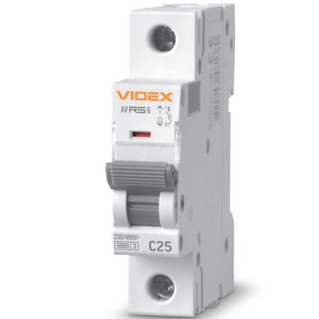 Автоматичний вимикач RS6 1п 25А З 6кА VIDEX RESIST (VF-RS6-AV1C25)