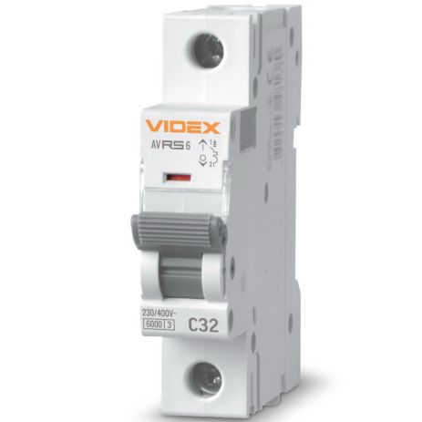 Автоматический выключатель RS6 1п 32А С 6кА VIDEX RESIST (VF-RS6-AV1C32)