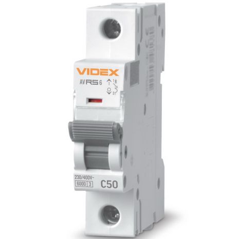 Автоматичний вимикач RS6 1п 50А З 6кА VIDEX RESIST (VF-RS6-AV1C50)