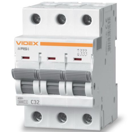 Автоматичний вимикач RS6 3п 32А З 6кА VIDEX RESIST (VF-RS6-AV3C32)