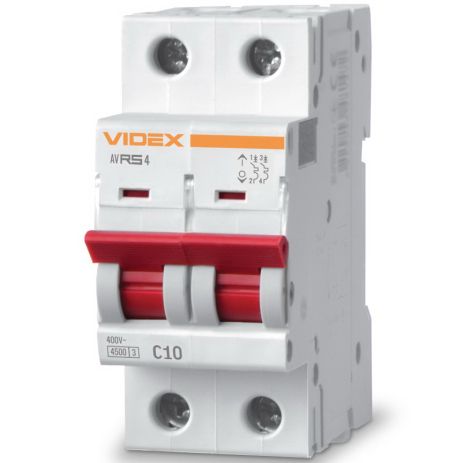 Автоматичний вимикач RS4 2п 10А З 4,5 кА VIDEX RESIST (VF-RS4-AV2C10)