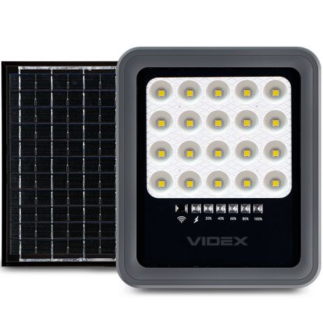 Прожектор на солнечной батарее VIDEX VLE-FSO3-205 500Lm 5000K с пультом
