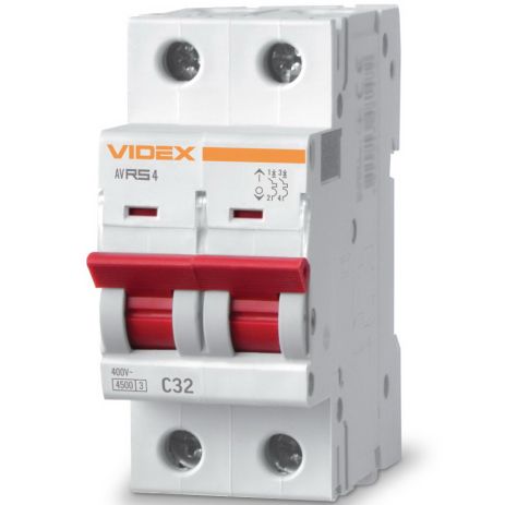 Автоматичний вимикач RS4 2п 32А З 4,5 кА VIDEX RESIST (VF-RS4-AV2C32)