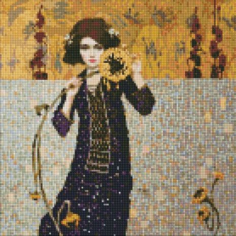 Алмазна мозаїка - Дівчина з соняшником ©tolstukhin artem Ideyka 40х40 см (AMO7383)
