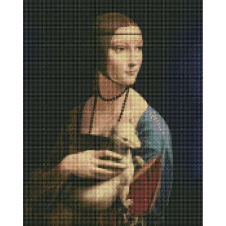 Алмазная мозаика - Дама с горностаем Леонардо да Винчи Ideyka 40х50 см (AMO7221)