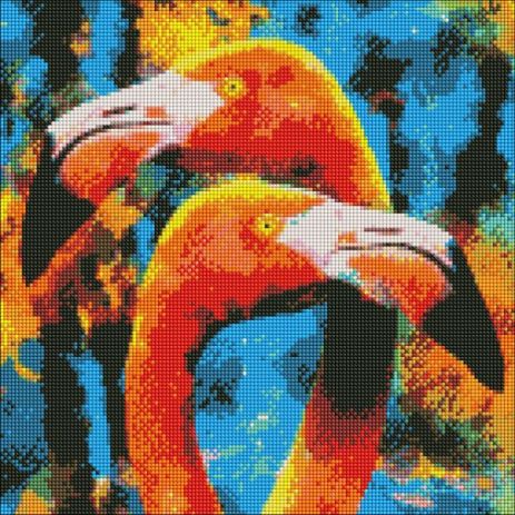 Алмазная мозаика - Оранжевые фламинго Ideyka 40х40 см (AMO7156)