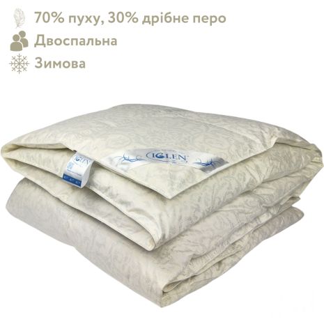 Одеяло пухо-перовое 70% пуха зимнее двуспальное IGLEN Roster 200х220 в тике (2002202)