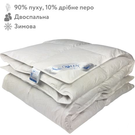 Одеяло пухо-перовое 90% пуха зимнее двуспальное IGLEN Roster 220х240 в тике (2202401)