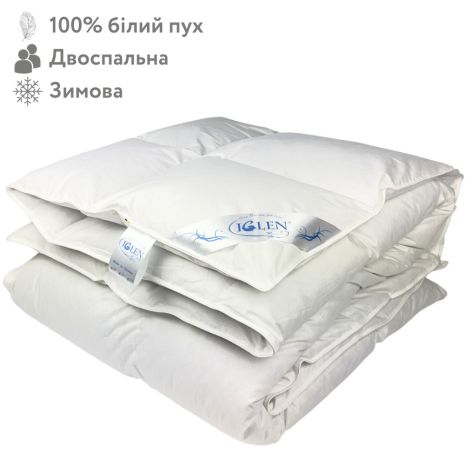 Зимнее одеяло со 100% белым гусиным пухом двуспальное IGLEN ROSTER 172х205 (1722051W)