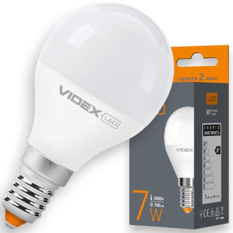 Світлодіодна лампа VIDEX G45 7W E214 3000K (VL-G45e-07143)