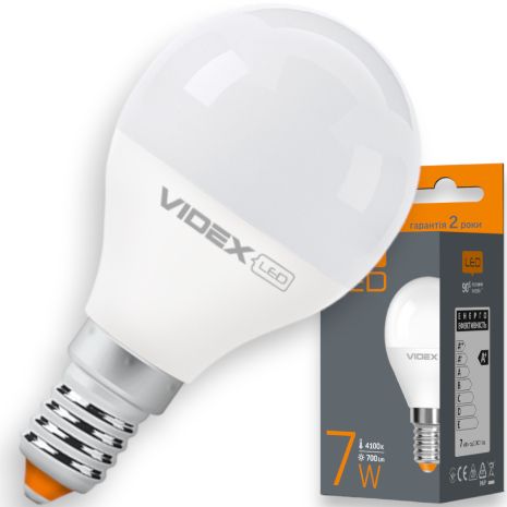 Светодиодная лампа VIDEX G45 7W E14 4100K (VL-G45e-07144)