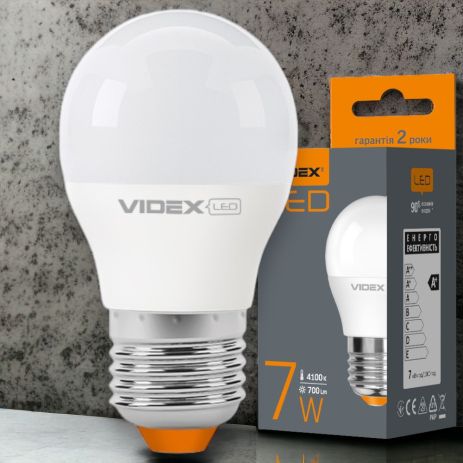 Светодиодная лампа VIDEX G45 7W E27 4100K (VL-G45e-07274)