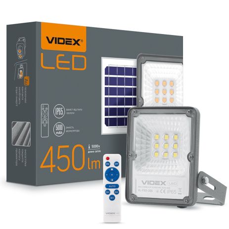 Автономный светодиодный прожектор VIDEX 10W 5000K VL-FSO-205 на солнечной батарее и регулировкой на пульте