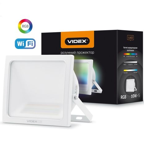 Кольоровий світлодіодний Smart прожектор VIDEX VL-F10RGB-W 10W 3000-6500 220V з Wi-Fi