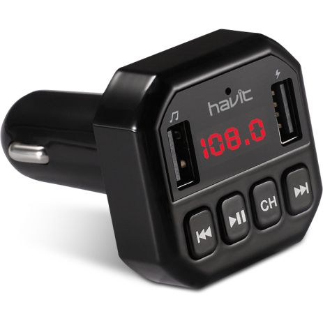 FM-трансмиттер HAVIT HV-FM808BT Bluetooth 5.0, Hands Free, MicroSD, USB 3.1А , AUX