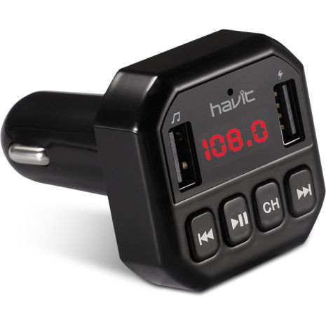 FM-трансмітер HAVIT HV-FM808BT Bluetooth 5.0, Hands Free, MicroSD, USB 3.1A, AUX