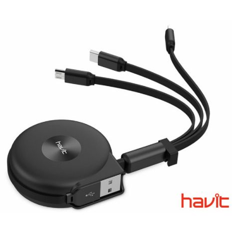 Кабель HAVIT HV-H679, 3 in 1 (Type C, Lighting, Micro USB) чорний (25604)