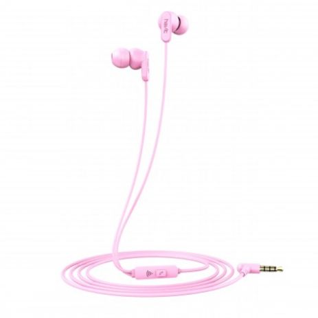 Навушники HAVIT HV-E73P з мікрофоном рожеві внутрішньоканальні в тканинному обплітанні, що не сплутується (25644)