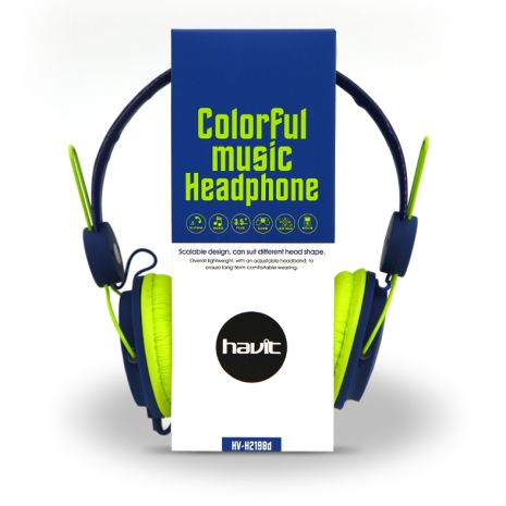 Наушники HAVIT HV-H2198D с микрофоном сине-зеленые (23950)