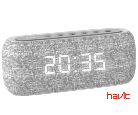 Портативна колонка HAVIT HV-M29BT з FM-радіо, годинником та стереозвуком, сіра (24587)