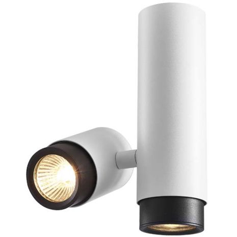 Подвійний накладний світильник VIDEX VL-SPF07-WB під лампу GU10 поворотний, білий з чорним кільцем