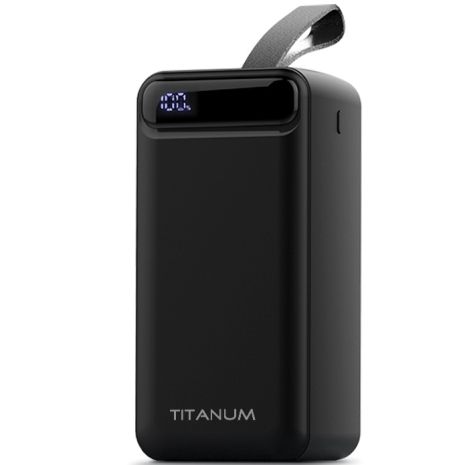 Повербанк TITANUM TPB-741-B 50000mAh Micro USB, Type-C, 2USB Black з підсвічуванням