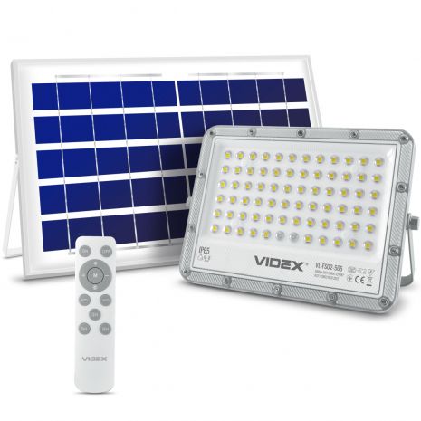 LED прожектор автономный VIDEX 1000LM 5000K 3.2V VL-FSO2-505 на солнечной батарее, с пультом