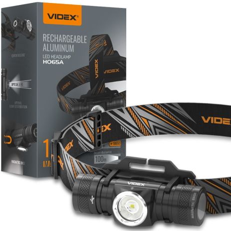 Захищений лобовий ліхтар Videx VLF-H065A з магнітом і дальністю світла до 100 м