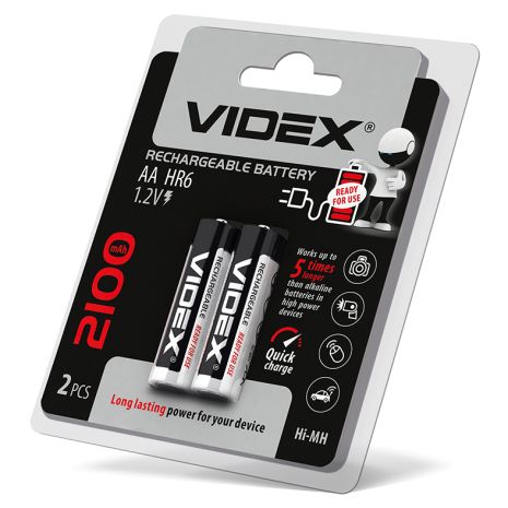 Акумулятори Videx HR6/AA 2100mAh 2 шт у блістері, готові до використання з упаковки (23340)