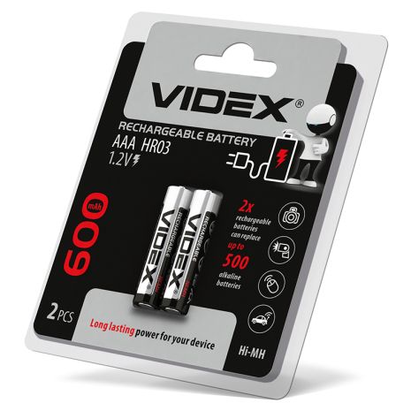 Аккумуляторы Videx HR03/AAA 600mAh 2 шт в блистере (23334)