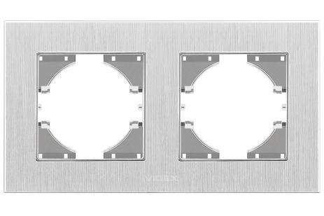 Рамка алюминиевая горизонтальная на 2 поста VIDEX BINERA VF-BNFRA2H-SL серебристая