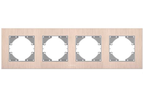 Рамка алюминиевая горизонтальная на 4 поста VIDEX BINERA VF-BNFRA4H-CP медного цвета