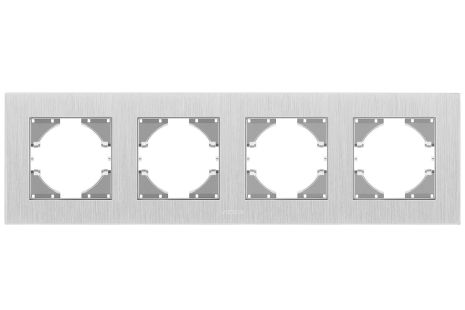 Рамка алюминиевая горизонтальная на 4 поста VIDEX BINERA VF-BNFRA4H-SL серебристая