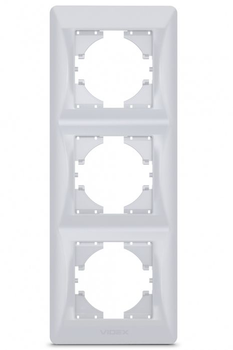 Пластиковая рамка на 3 поста VIDEX BINERA VF-BNFR3V-SS вертикальная серебристая