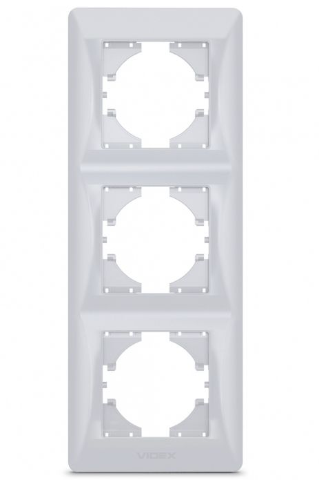 Пластиковая рамка на 3 поста VIDEX BINERA VF-BNFR3V-SS вертикальная серебристая