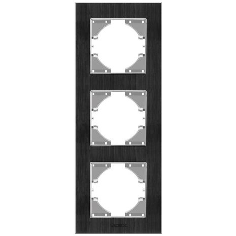 Рамка алюминиевая вертикальная на 3 поста VIDEX BINERA VF-BNFRA3V-B черная
