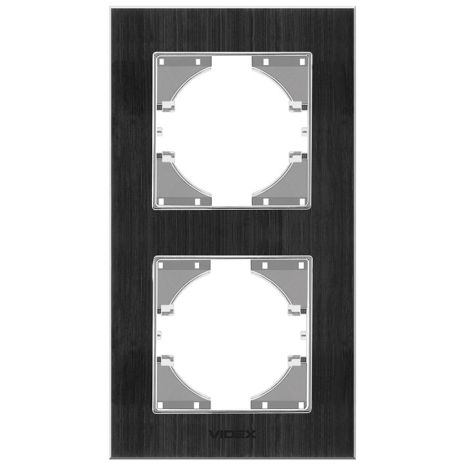 Рамка алюминиевая вертикальная на 2 поста VIDEX BINERA VF-BNFRA2V-B черная