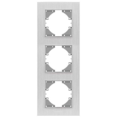 Рамка алюминиевая вертикальная на 3 поста VIDEX BINERA VF-BNFRA3V-SL серебристая