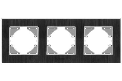 Рамка алюминиевая горизонтальная на 3 поста VIDEX BINERA VF-BNFRA3H-B черная