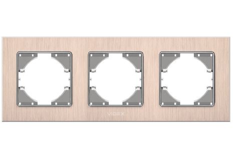 Рамка алюминиевая горизонтальная на 3 поста VIDEX BINERA VF-BNFRA3H-CP медного цвета