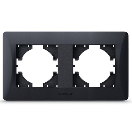 Пластиковая рамка на 2 поста VIDEX BINERA VF-BNFR2H-BG горизонтальная черный графит
