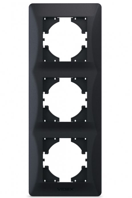 Пластиковая рамка на 3 поста VIDEX BINERA VF-BNFR3V-BG вертикальная черный графит