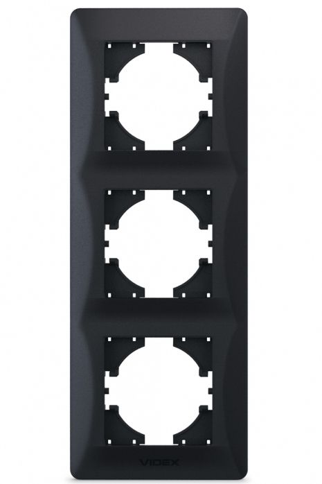 Пластиковая рамка на 3 поста VIDEX BINERA VF-BNFR3V-BG вертикальная черный графит