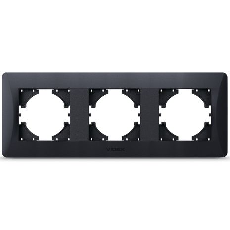 Пластиковая рамка на 3 поста VIDEX BINERA VF-BNFR3H-BG горизонтальная черный графит