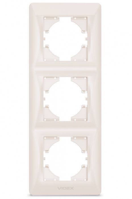 Пластиковая рамка на 3 поста VIDEX BINERA VF-BNFR3V-CR вертикальная кремовая